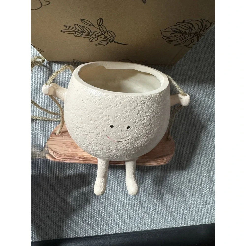 Swing Face Planter Hanging Resin Flower Head Pot Indoor Outdoor Succulent, Gift